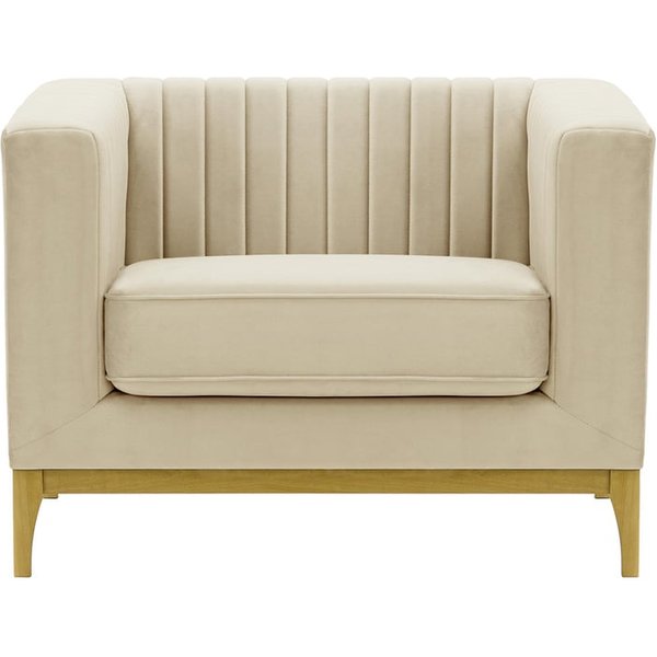 Fauteuil Slender Wood, beige clair - Velluto 2, Couleur des pieds: Chêne clair