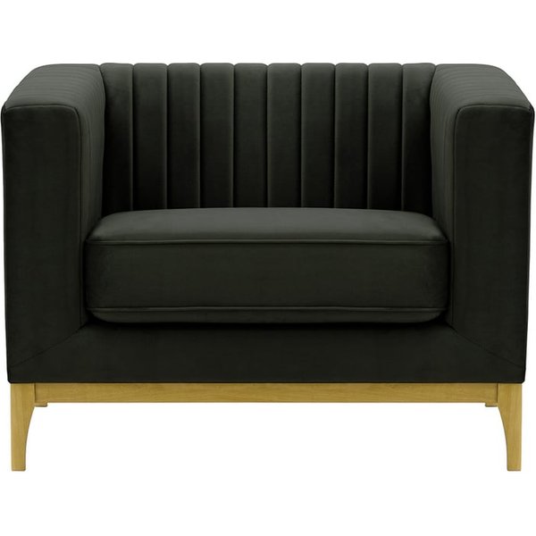 Fauteuil Slender Wood, noir - Velluto 20, Couleur des pieds: Chêne clair