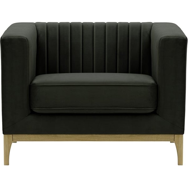 Fauteuil Slender Wood, noir - Velluto 20, Couleur des pieds: Noir wax