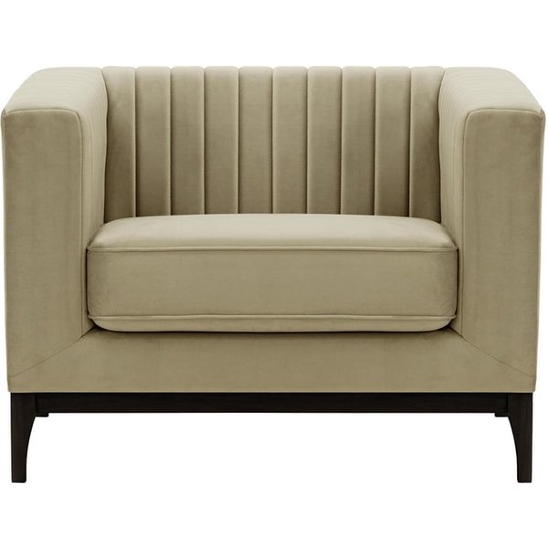Fauteuil Slender Wood, beige - Velluto 3, Couleur des pieds: Noir