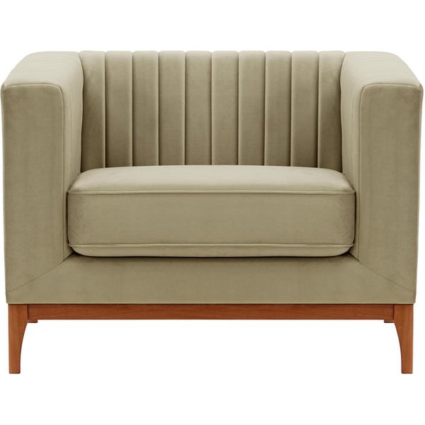 Fauteuil Slender Wood, beige - Velluto 3, Couleur des pieds: aveo