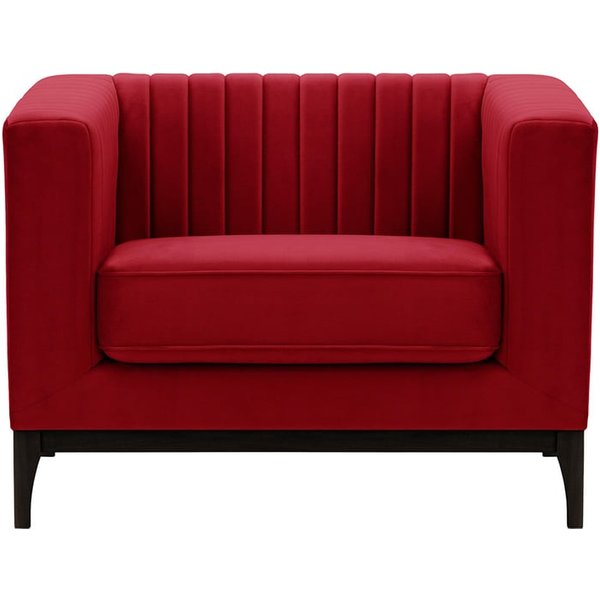 Fauteuil Slender Wood, rouge - Velluto 7, Couleur des pieds: Noir
