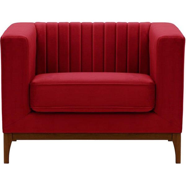 Fauteuil Slender Wood, rouge - Velluto 7, Couleur des pieds: Chêne foncé