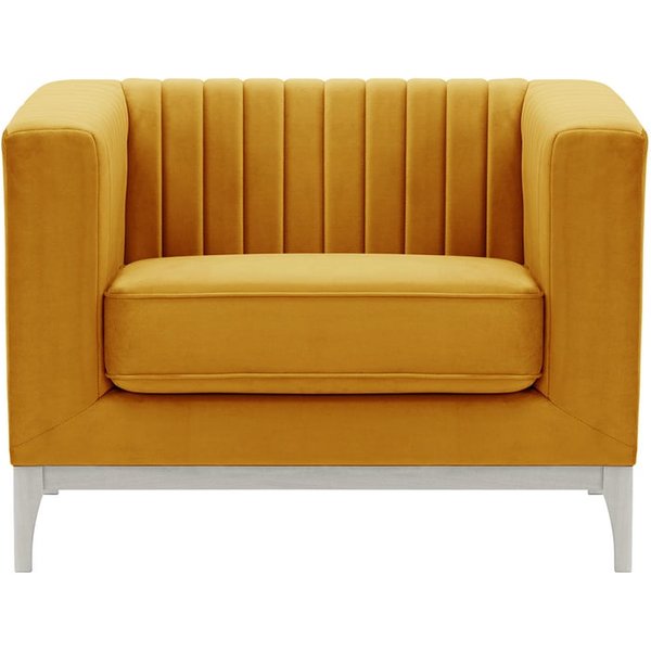 Fauteuil Slender Wood, moutarde - Velluto 8, Couleur des pieds: Blanc