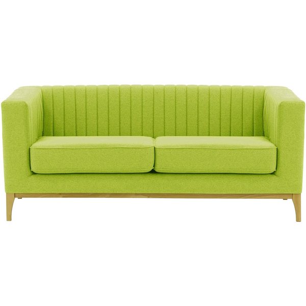 Canapé deux places Slender Wood, vert citron - Baku 7, Couleur des pieds: Chêne clair