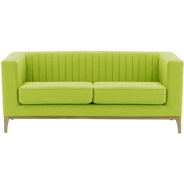 Canapé deux places Slender Wood, vert citron - Baku 7, Couleur des pieds: Noir wax