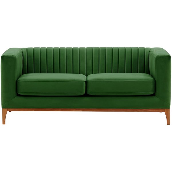 Canapé deux places Slender Wood, vert foncé - Velluto 10, Couleur des pieds: aveo
