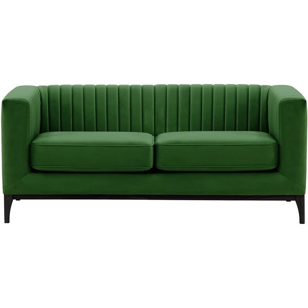 Canapé deux places Slender Wood, vert foncé - Velluto 10, Couleur des pieds: Noir