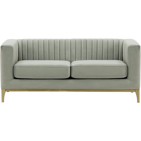Canapé deux places Slender Wood, gris clair - Velluto 15, Couleur des pieds: Noir wax