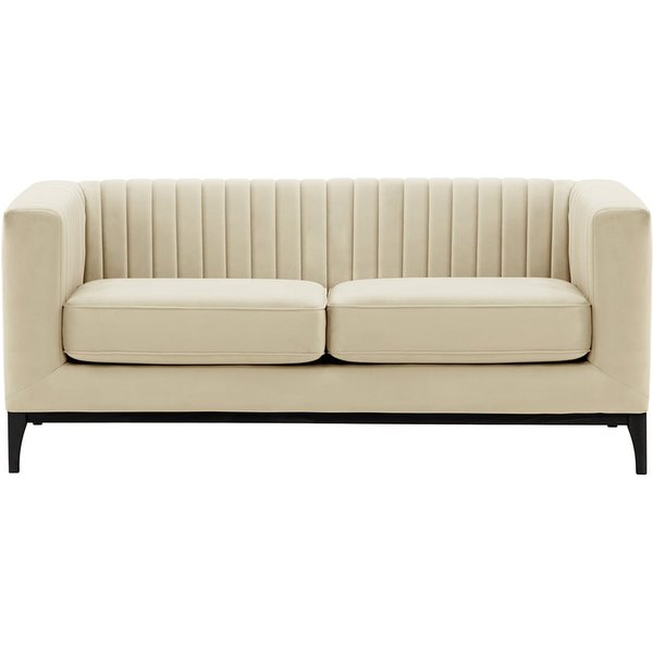 Canapé deux places Slender Wood, beige clair - Velluto 2, Couleur des pieds: Noir