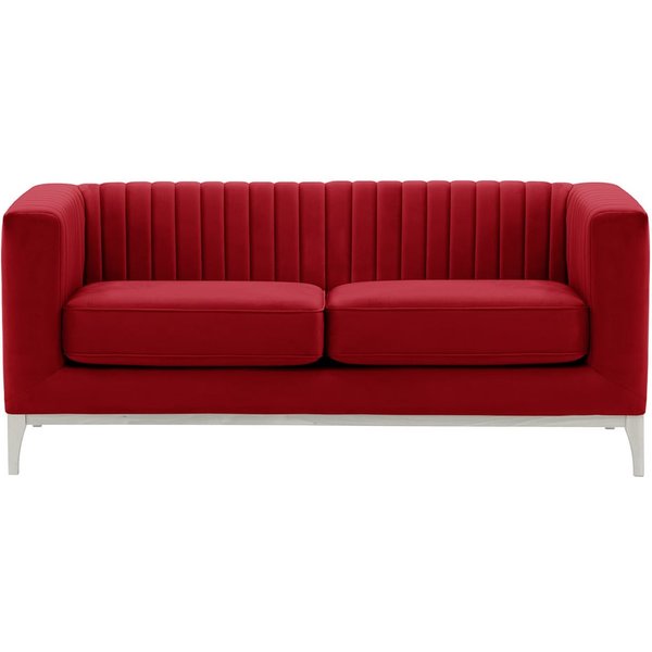 Canapé deux places Slender Wood, rouge - Velluto 7, Couleur des pieds: Blanc