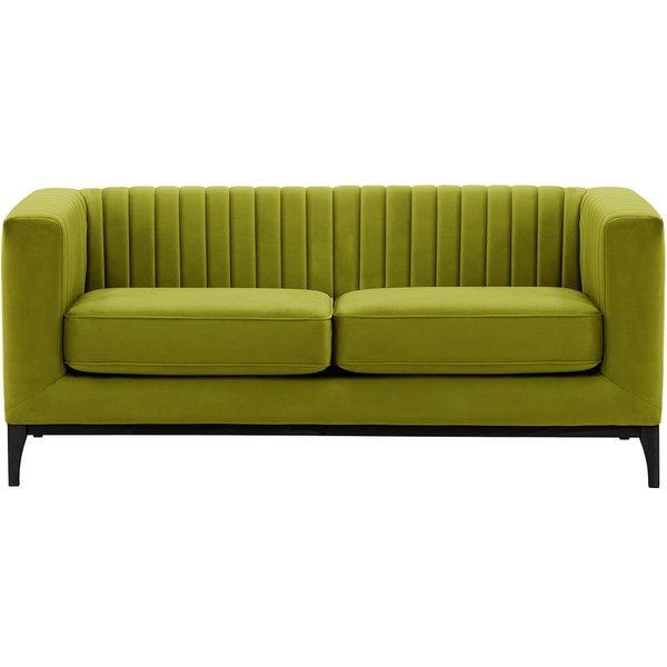 Canapé deux places Slender Wood, olive - Velluto 9, Couleur des pieds: Noir