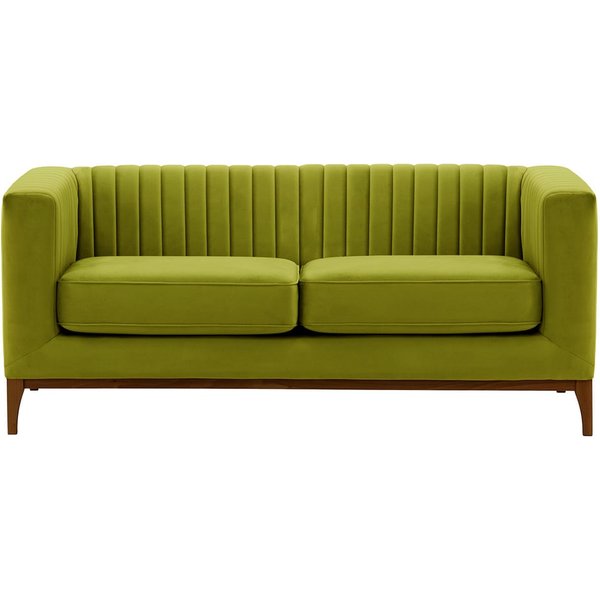 Canapé deux places Slender Wood, olive - Velluto 9, Couleur des pieds: Chêne foncé