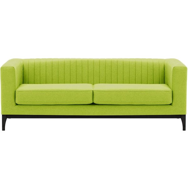 Canapé trois places Slender Wood, vert citron - Baku 7, Couleur des pieds: Noir