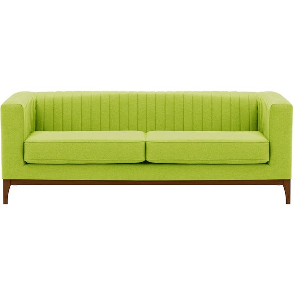 Canapé trois places Slender Wood, vert citron - Baku 7, Couleur des pieds: Chêne foncé
