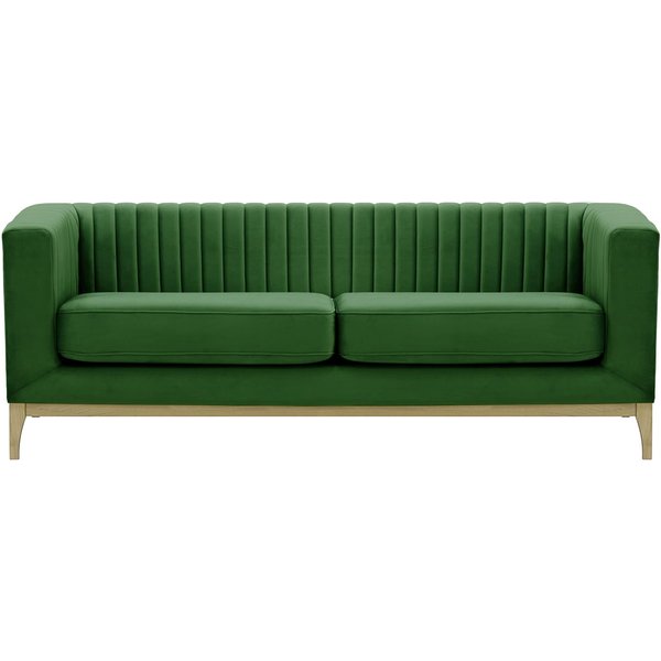 Canapé trois places Slender Wood, vert foncé - Velluto 10, Couleur des pieds: Noir wax