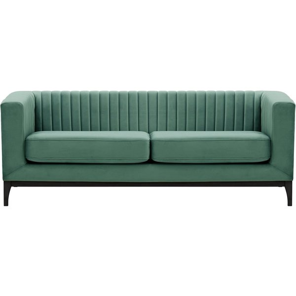 Canapé trois places Slender Wood, bleu - Velluto 12, Couleur des pieds: Noir