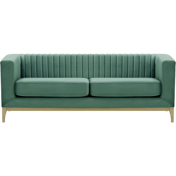 Canapé trois places Slender Wood, bleu - Velluto 12, Couleur des pieds: Noir wax