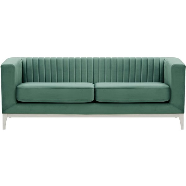 Canapé trois places Slender Wood, bleu - Velluto 12, Couleur des pieds: Blanc