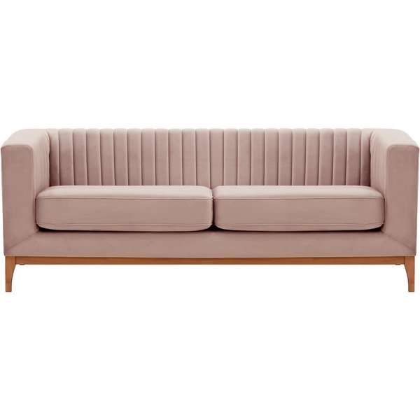 Canapé trois places Slender Wood, lila/rose - Velluto 14, Couleur des pieds: aveo
