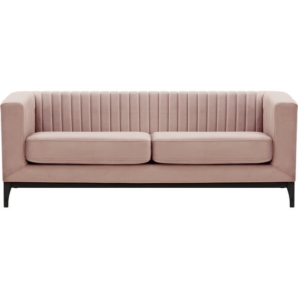Canapé trois places Slender Wood, lila/rose - Velluto 14, Couleur des pieds: Noir