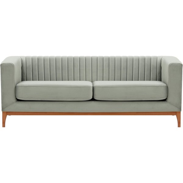 Canapé trois places Slender Wood, gris clair - Velluto 15, Couleur des pieds: aveo
