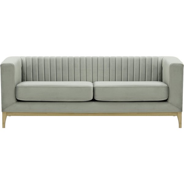 Canapé trois places Slender Wood, gris clair - Velluto 15, Couleur des pieds: Noir wax