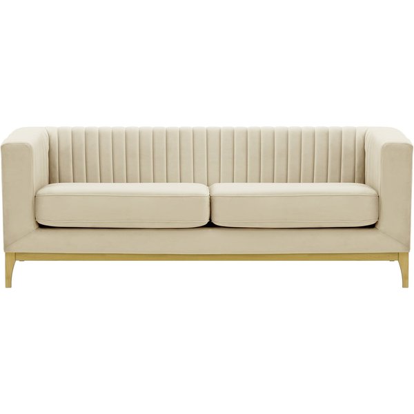 Canapé trois places Slender Wood, beige clair - Velluto 2, Couleur des pieds: Chêne clair