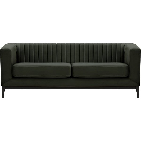 Canapé trois places Slender Wood, noir - Velluto 20, Couleur des pieds: Noir