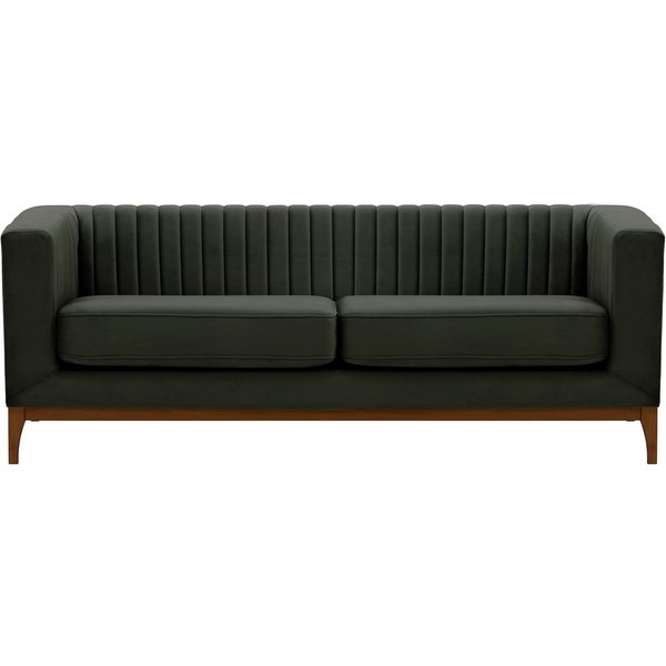 Canapé trois places Slender Wood, noir - Velluto 20, Couleur des pieds: Chêne foncé