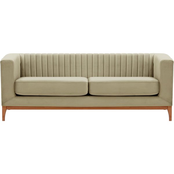 Canapé trois places Slender Wood, beige - Velluto 3, Couleur des pieds: aveo