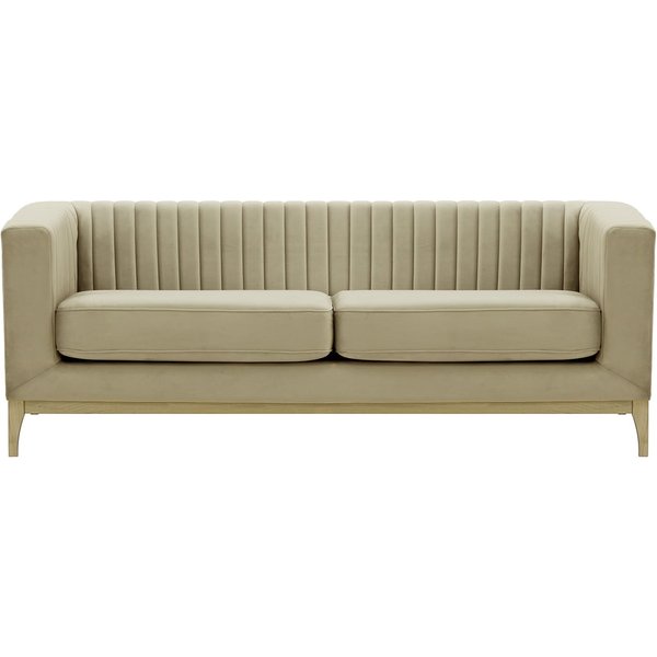 Canapé trois places Slender Wood, beige - Velluto 3, Couleur des pieds: Noir wax