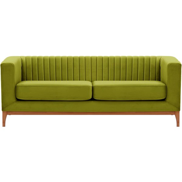 Canapé trois places Slender Wood, olive - Velluto 9, Couleur des pieds: aveo