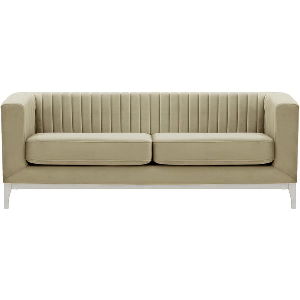 Canapé trois places Slender Wood, beige - Velluto 3, Couleur des pieds: Blanc