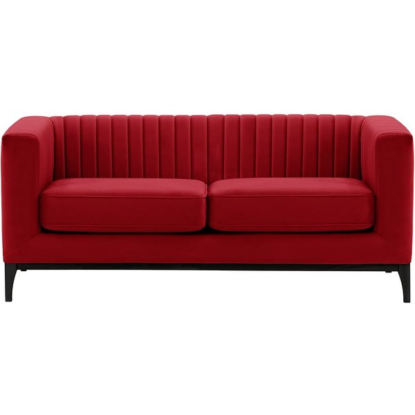Canapé deux places Slender Wood, rouge - Velluto 7, Couleur des pieds: Noir
