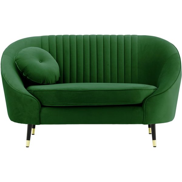 Fauteuil Kooper avec couture, vert foncé - Velluto 10, Couleur des pieds: Noir avec pourtour doré