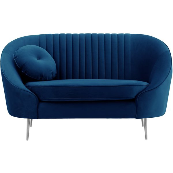 Fauteuil Kooper avec couture, bleu - Velluto 11, Couleur des pieds: Métal chromé