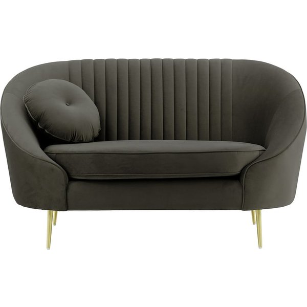 Fauteuil Kooper avec couture, graphite - Velluto 19, Couleur des pieds: Métal doré