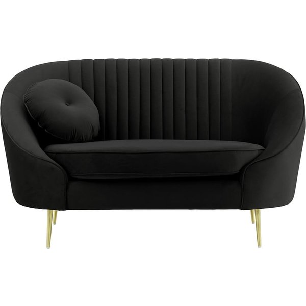Fauteuil Kooper avec couture, noir - Velluto 20, Couleur des pieds: Métal doré