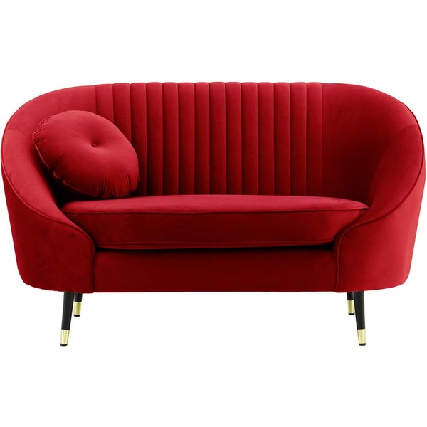 Fauteuil Kooper avec couture, rouge - Velluto 7, Couleur des pieds: Noir avec pourtour doré