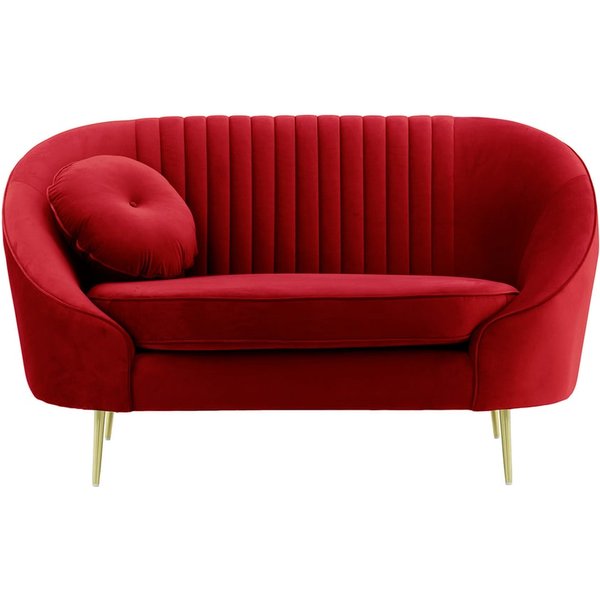 Fauteuil Kooper avec couture, rouge - Velluto 7, Couleur des pieds: Métal doré