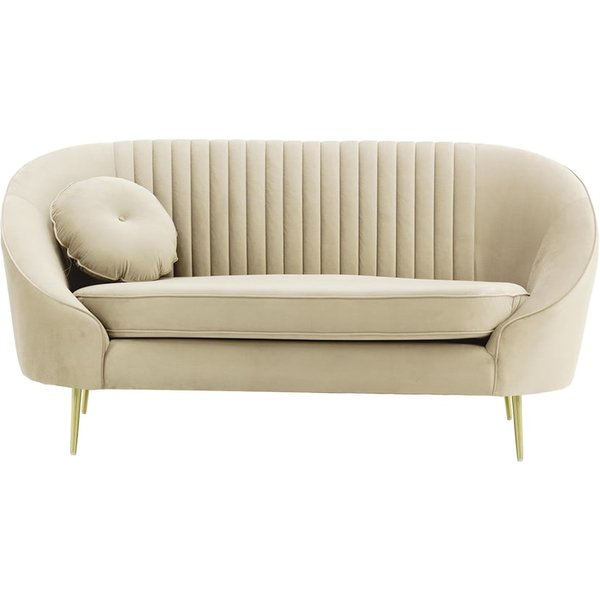 Canapé deux places Kooper avec couture, beige clair - Velluto 2, Couleur des pieds: Métal doré