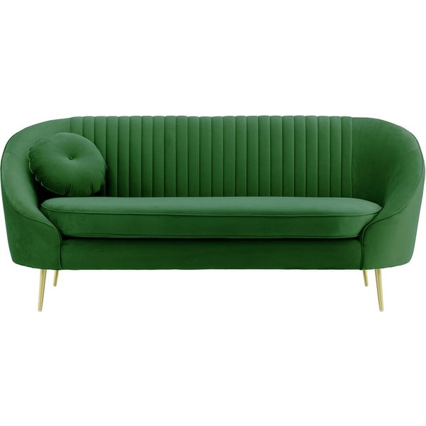 Canapé 2,5 places Kooper avec couture, vert foncé - Velluto 10, Couleur des pieds: Métal doré