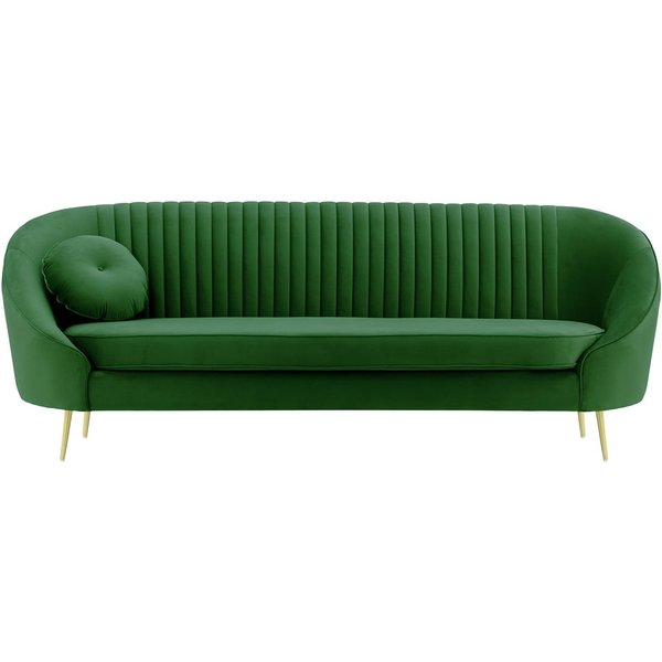 Canapé trois places Kooper avec couture, vert foncé - Velluto 10, Couleur des pieds: Métal doré