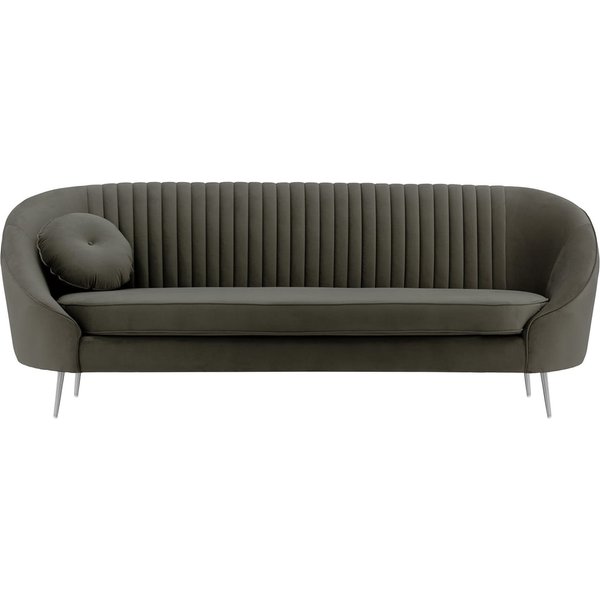 Canapé trois places Kooper avec couture, graphite - Velluto 19, Couleur des pieds: Métal chromé