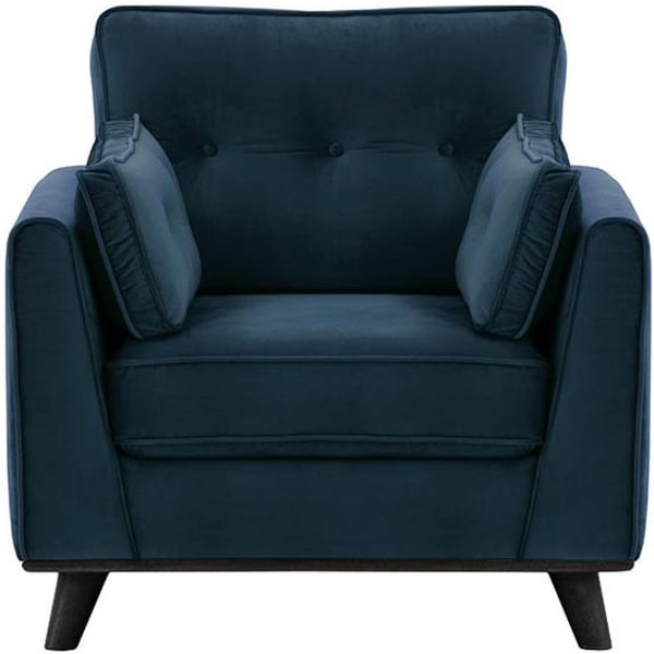 Fauteuil Farrow, bleu - Velluto 11, Couleur des pieds: Noir