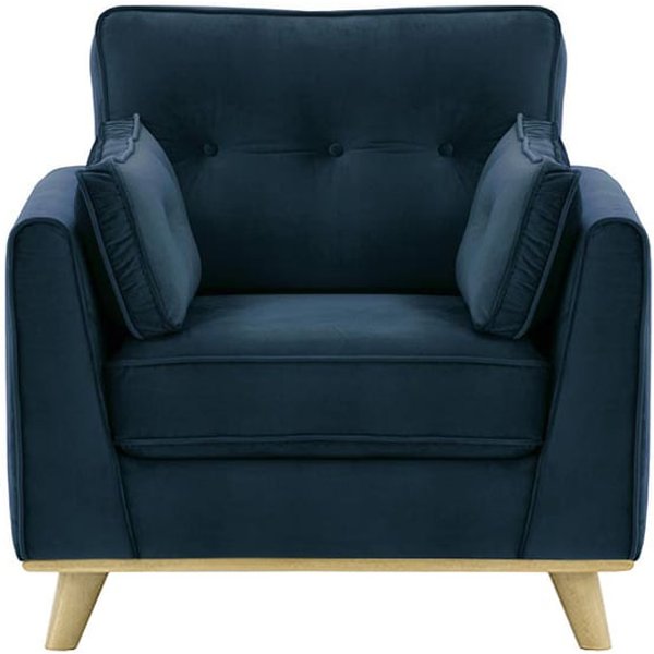 Fauteuil Farrow, bleu - Velluto 11, Couleur des pieds: Noir wax