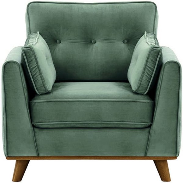 Fauteuil Farrow, bleu - Velluto 12, Couleur des pieds: Chêne foncé