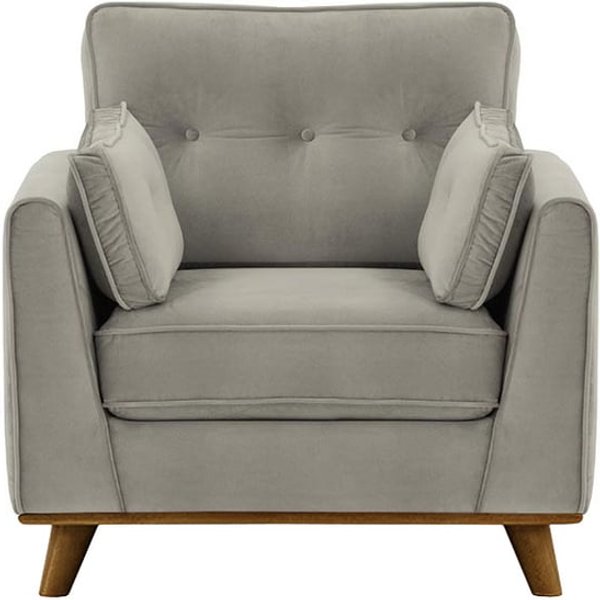Fauteuil Farrow, gris clair - Velluto 15, Couleur des pieds: Chêne foncé