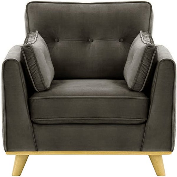 Fauteuil Farrow, graphite - Velluto 19, Couleur des pieds: Chêne clair
